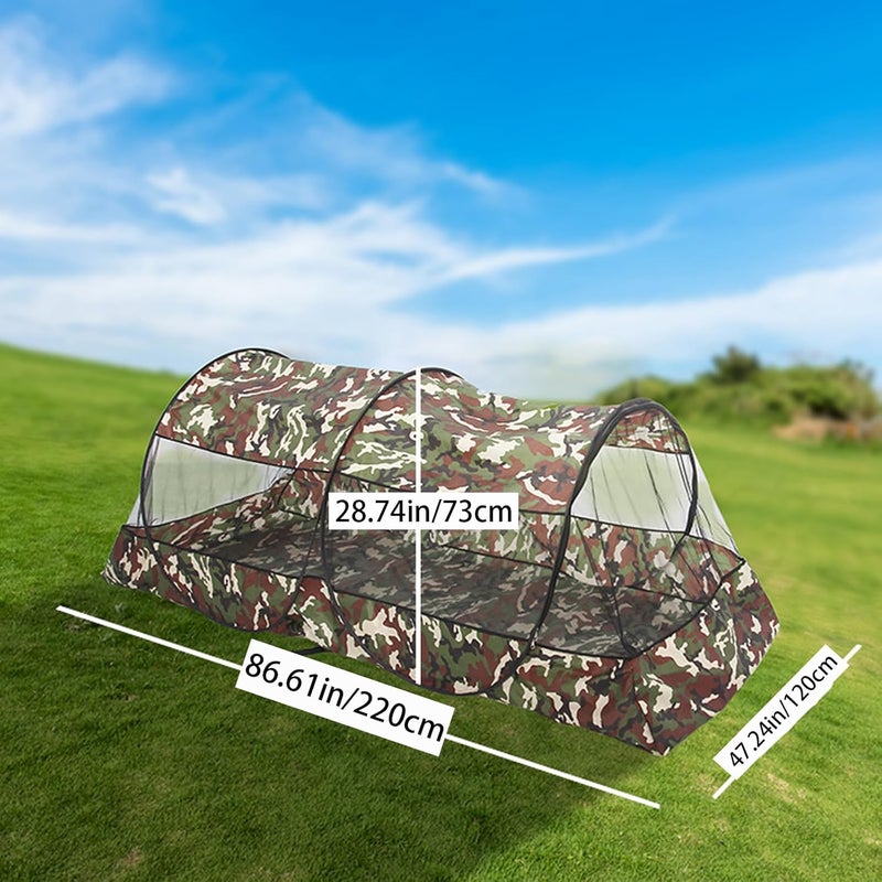 CMINGJ Portable Mosquito Net Foldable Pop-Up Travel Mosquito Net for Bed Free Installation-Suitable for Baby Adults Bedroom, Camping, nap, Patio (Extra Large-Bottom Zipper(Camouflage)) - Image 3